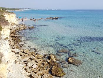 Scenic view of sea against clear sky