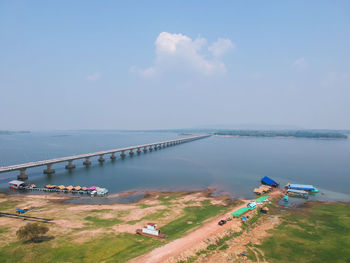 High angle view of sea against sky