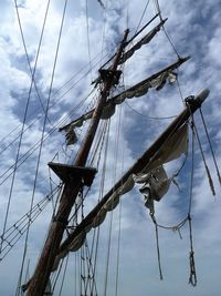 Low angle view of sailboat against sky