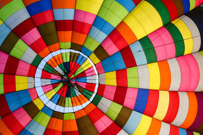 Low angle view of multi colored hot air balloon