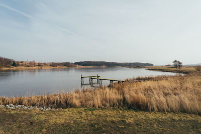 Scenic view of lake against sky