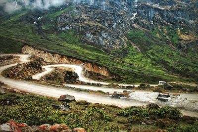 Scenic view of river flowing through rocks