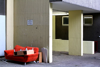 Chairs in front of building