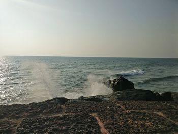 Scenic view of sea against clear sky