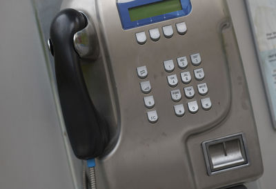 High angle view of telephone booth