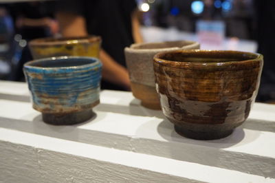 Close-up of tea cup on table in restaurant