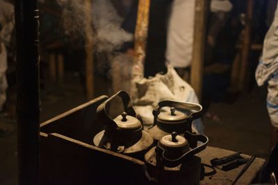 Close-up of burning candles