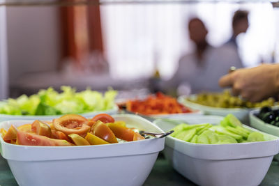 Close-up of fruits in bowl on table