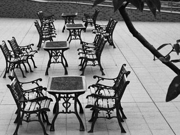 Chairs and table in cafe