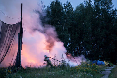 Bonfire in field