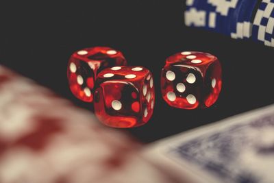 Close-up of red lights on table