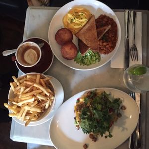 Directly above shot of food in plate on table