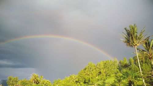 Low angle view of rainbow against sky