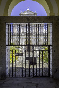 Closed gate of building