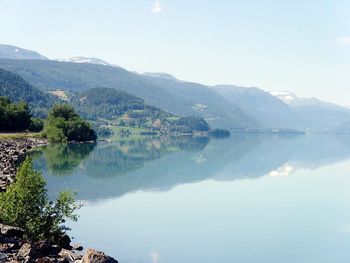 Scenic view of lake and mountains