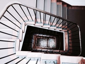 Low angle view of spiral stairs