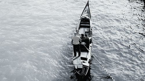 High angle view of men in water