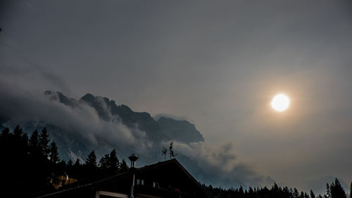 Low angle view of silhouette mountain against sky during sunset