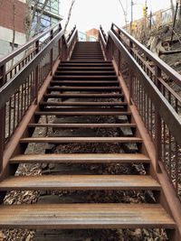 Low angle view of metallic steps and staircases