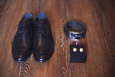 High angle view of shoes on table