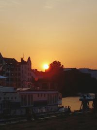 Silhouette of buildings at sunset