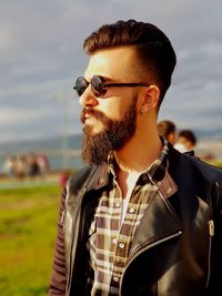 Portrait of young man wearing sunglasses