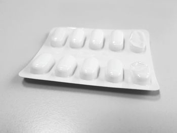 High angle view of fork on table