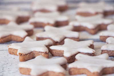 Close-up of cookies on table