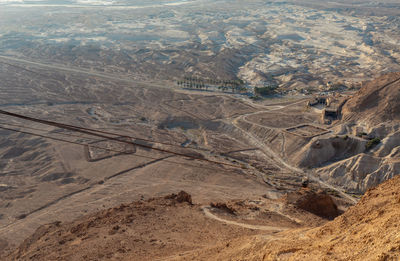 High angle view of aerial shot of land