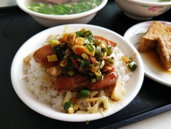 High angle view of salad in bowl