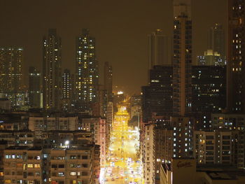 Illuminated cityscape at night