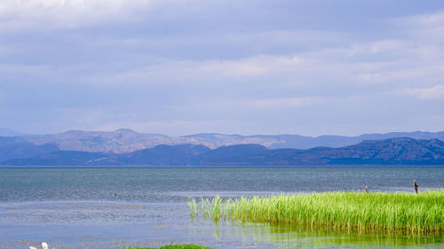 Scenic view of lake against sky