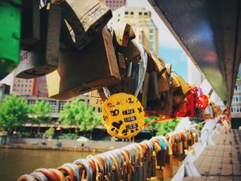 Close up of padlocks