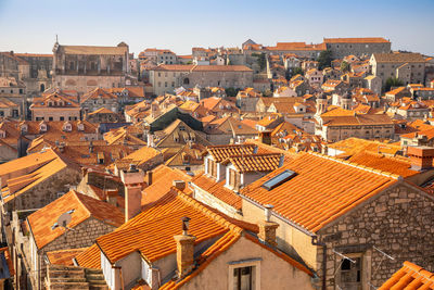 Aerial view of townscape against sky