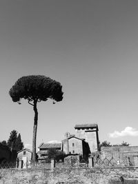 Abandoned built structure against clear sky