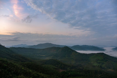 Scenic view of landscape against sky during sunset