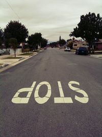 Road sign on road