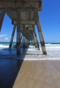 Interior of pier on beach