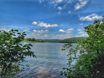 Scenic view of lake against sky