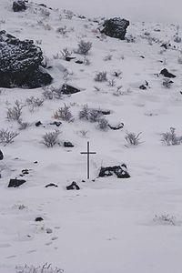 Aerial view of landscape during winter