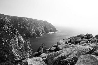 Scenic view of sea against clear sky