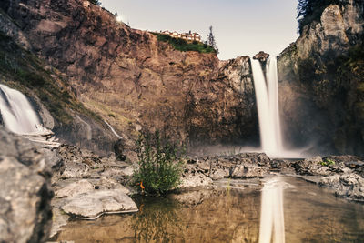 Scenic view of waterfall