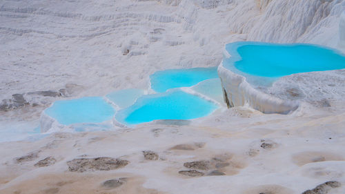 High angle view of ice on land