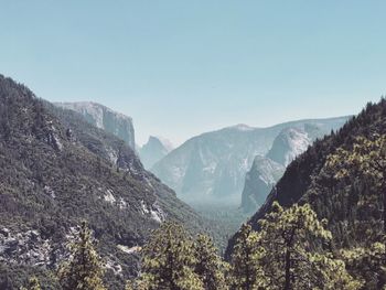 Scenic view of mountains against clear sky