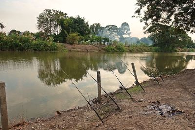 Scenic view of lake against sky