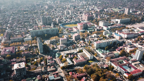 Aerial view of buildings in city