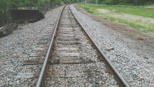 Railroad track by field