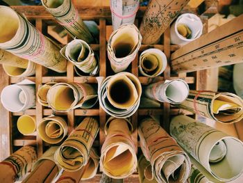 Full frame shot of coffee cups