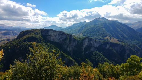 Scenic view of mountains against sky