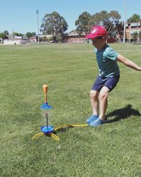 Girl playing on field